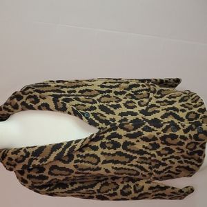 Lauren Ralph Lauren Vintage Hand Knit Leopard Wool Cardigan